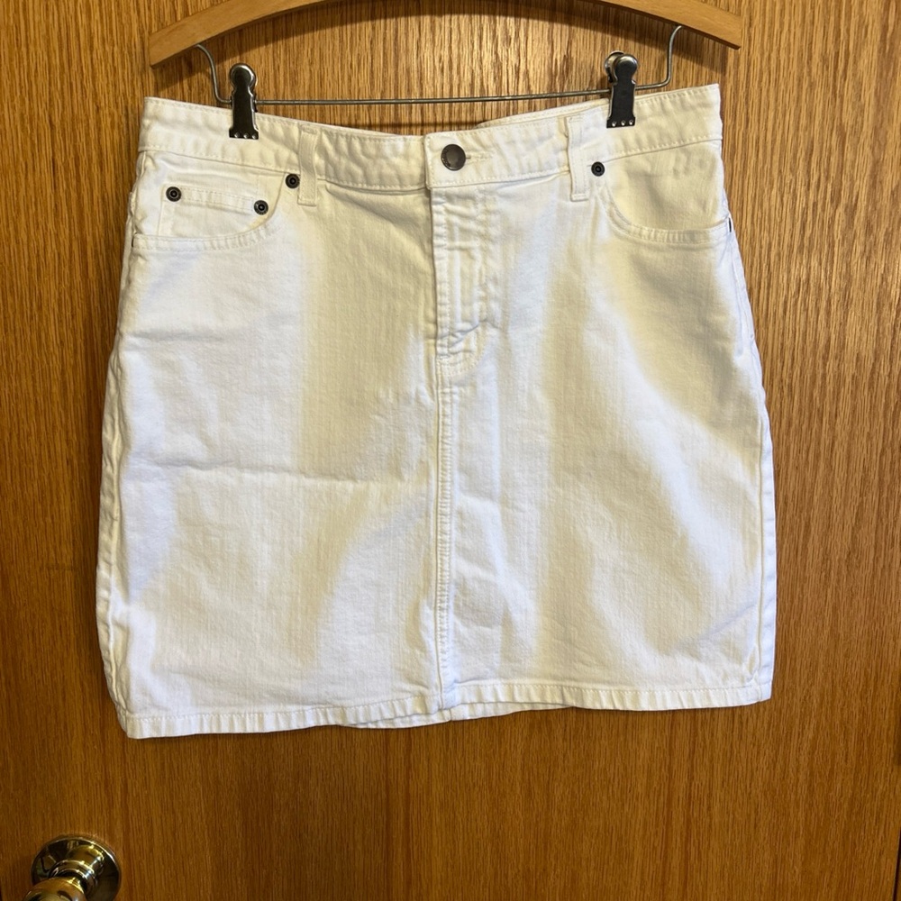 Mossimo Co‎ mini skirt High Waisted White Denim Woman’s 14 Summer Vacation Comfy